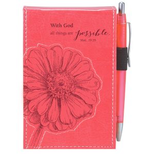 With God All Things Are Possible Pink (LuxLeather Notepad with Pen)
