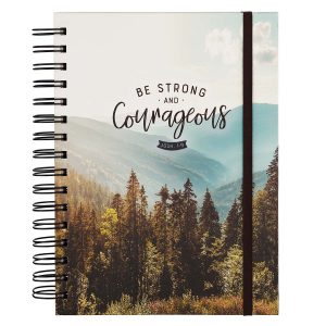 Be Strong And Courageous With Elastic Closure (Large Wirebound Journal)