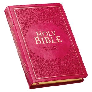 KJV Pink Floral Faux Leather Flexcover Deluxe Gift Bible With Zip