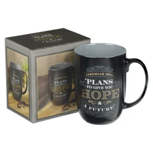 Plans To Give You Hope And A Future Black And Grey Ceramic Mug - Jer 29:11 - Image 3