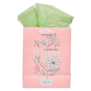 I Love You Mom Medium Gift Bag with Gift Tag - Image 3