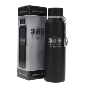 Stand Firm Black Stainless Steel Water Bottle - Image 3