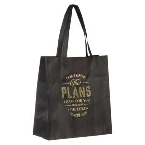 For I Know the Plans I Have for You Declares the Lord Black Non-Woven Tote Bag - Image 2