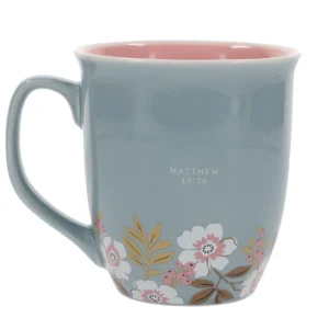 With God All Things Are Possible Teal Ceramic Mug with Pink Interior - Image 2