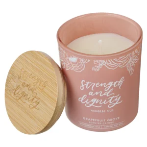 Strength and Dignity Grapefruit Grove Scented Candle with Bamboo Lid - Image 3
