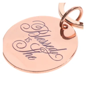 Blessed Is She Faux Leather Key Ring - Luke 1:45 - Image 2